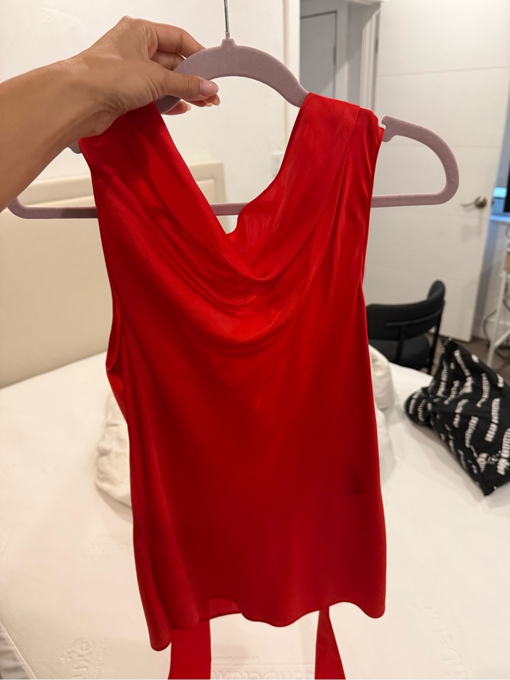 Ungaro Red Silk Cowl Neck Top